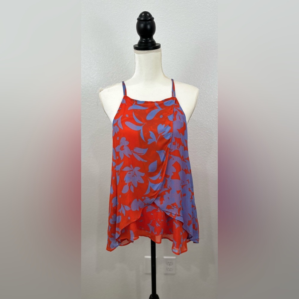 Maeve Red and Lavender Floral Halter Tank